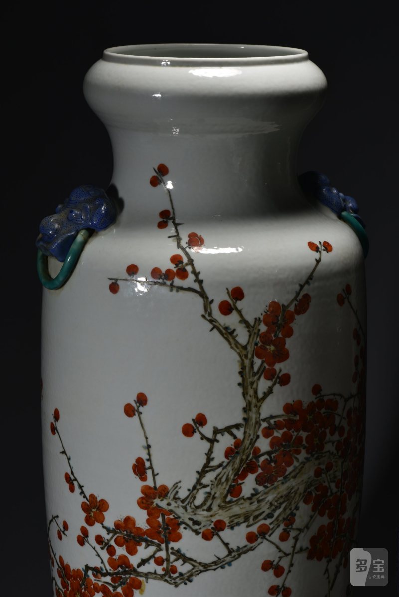 清光绪 金品卿风格浅绛彩梅花图大瓶一对 - 图14